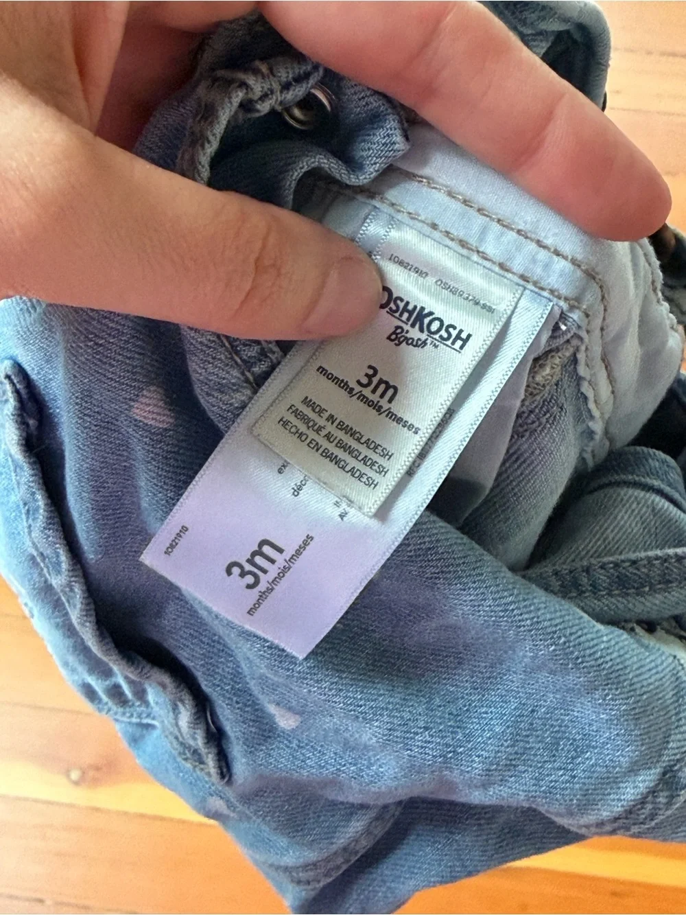 OshKosh B'gosh Light Blue Denim Overalls with Hearts Size 3m